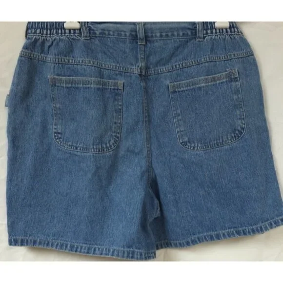Vtg Blassport Womens 14 Stretch High Rise Med Wash Wide Leg Denim Shorts W34xL5 - Picture 4 of 11